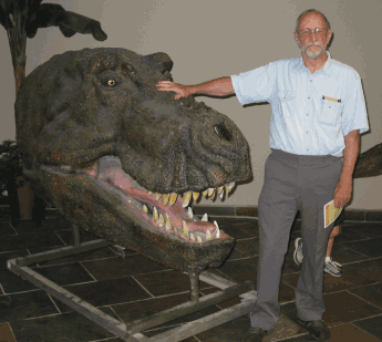 Dino hunter with trophy, photograph courtesy of Simon Rutherford, Copyright 2007, all rights reserved
