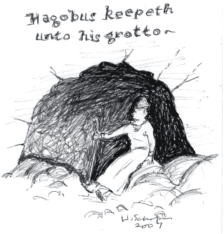 Habogus keepeth unto his grotto in hazey repose